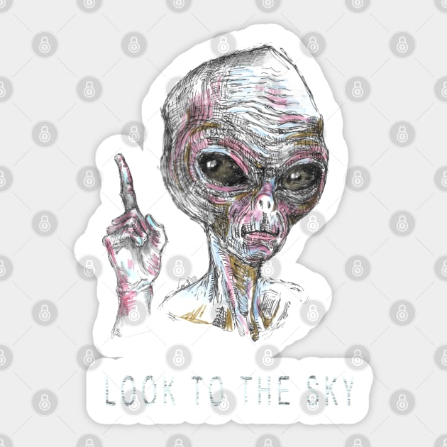 Alien - Look to the Sky. Sticker by FanitsaArt